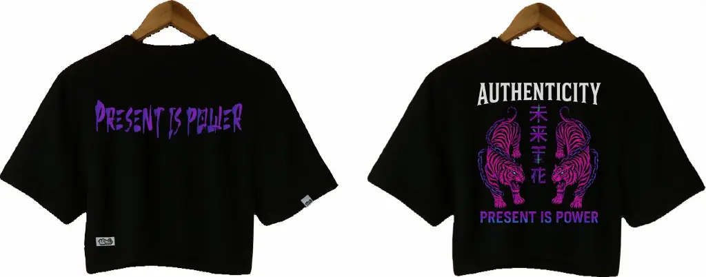 CROP TOP NEGRO PRESENT IS POWER.webp